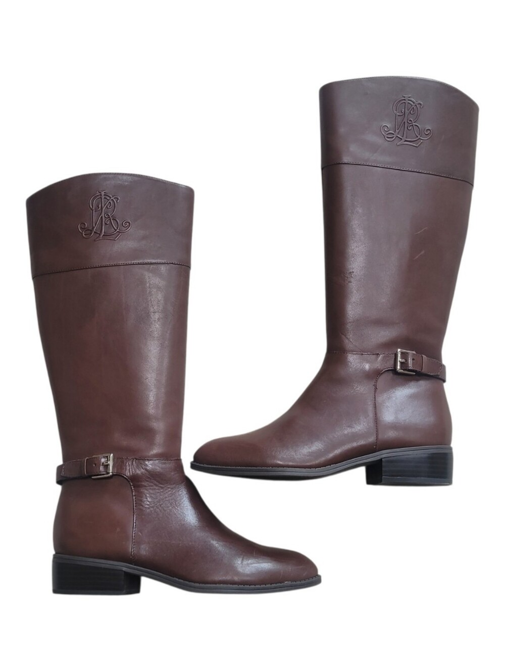 Lauren Ralph Lauren Madisen Brown Leather Riding Boots Knee High Equestrian 7B